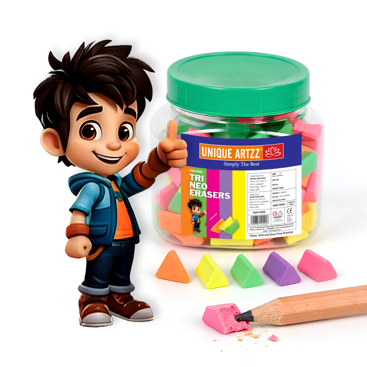 Trio Neo Erasers in Jar (100 pcs)
