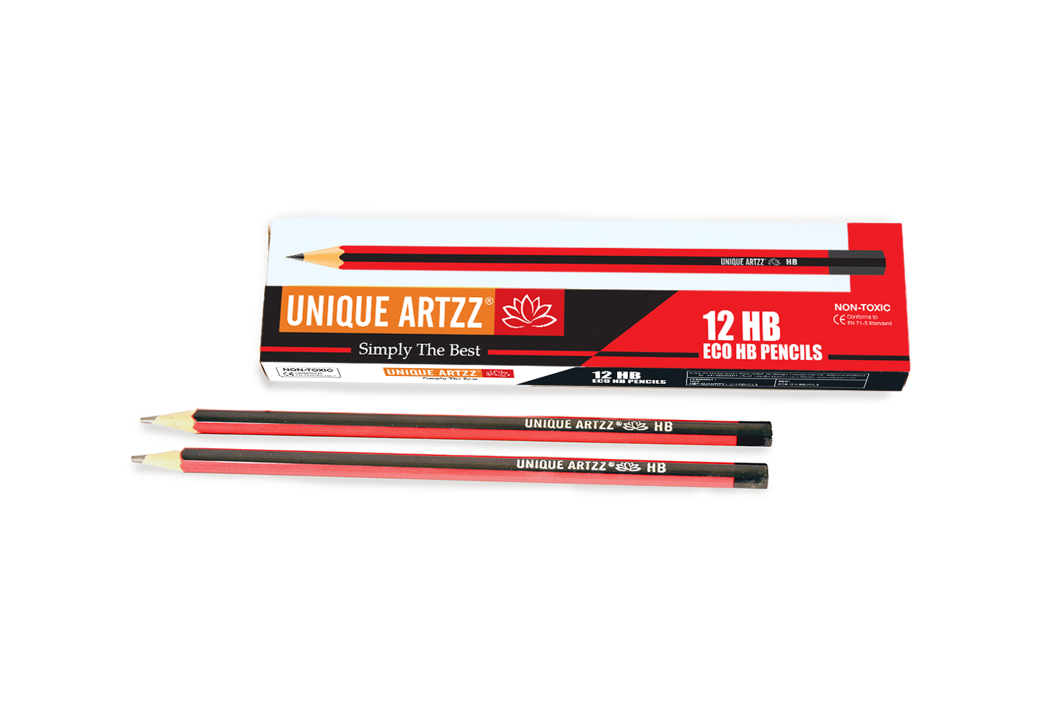 Red & Black HB Pencil (12 pcs)