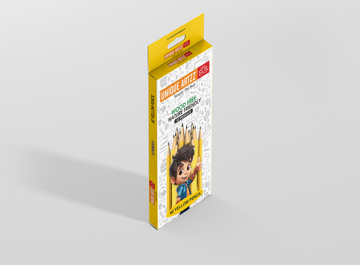Yellow HB Pencil with Rubber Tip (12 pcs)