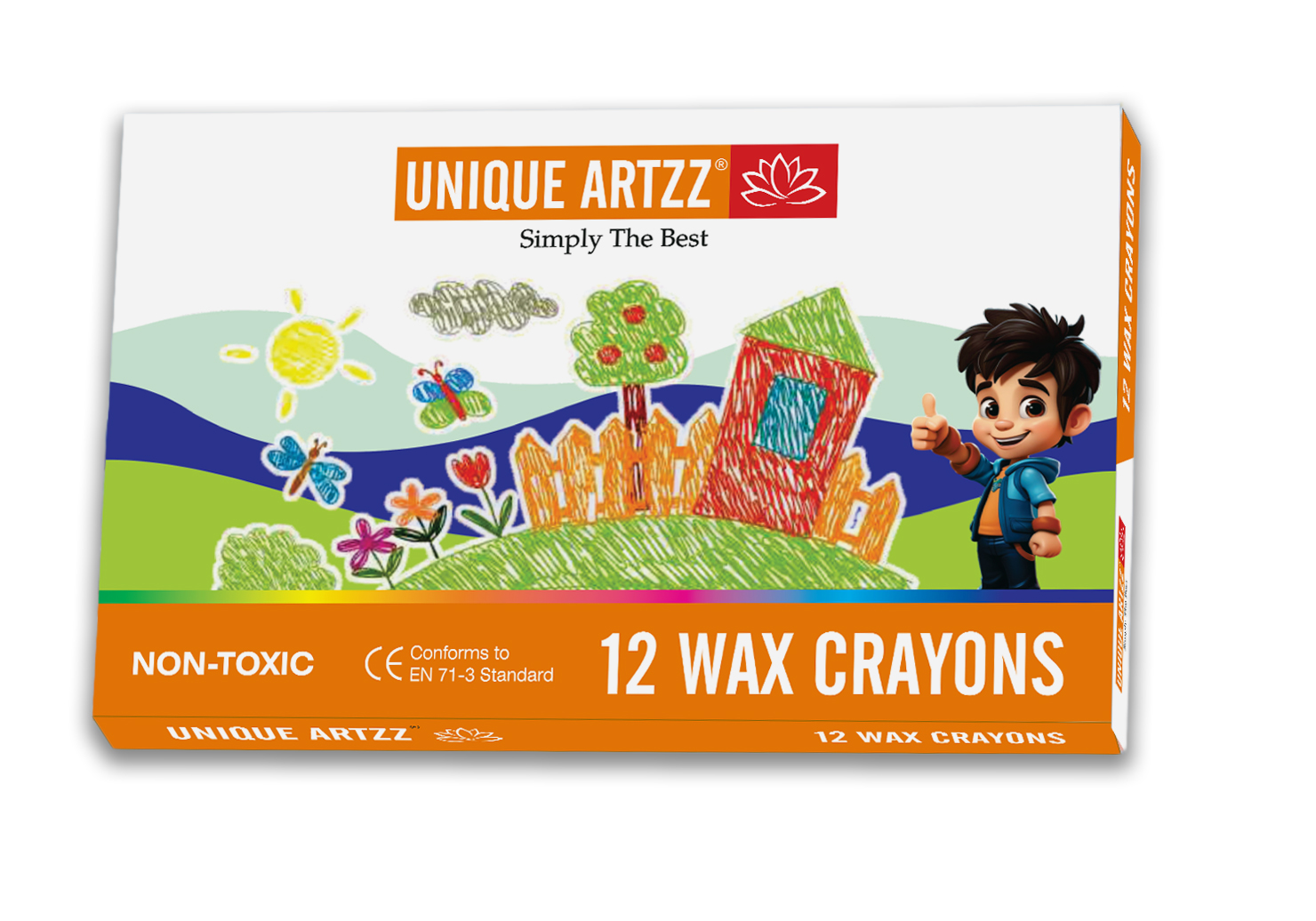 12 Shade 57mm Wax Crayons